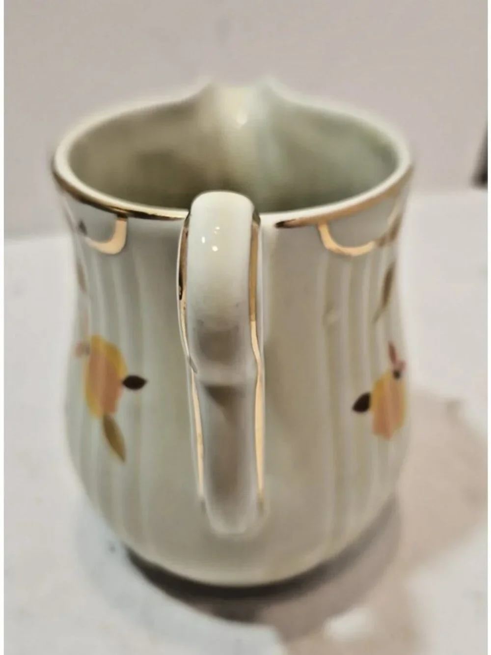 Vintage Hall's Jewel Tea Autumn Leaf Mary Dunbar Rayed Creamer Grease Bowl & Lid